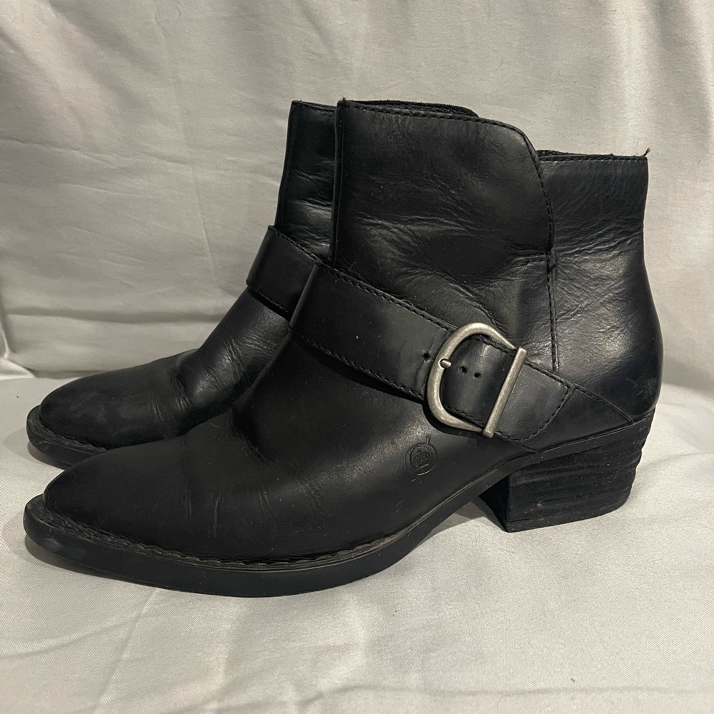 Born Black Leather Ankle Booties